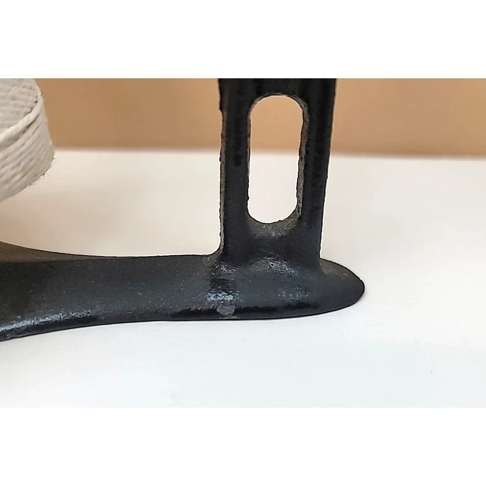 Antique Black Painted Cast Iron String Holder w/Original Ivory String Cone